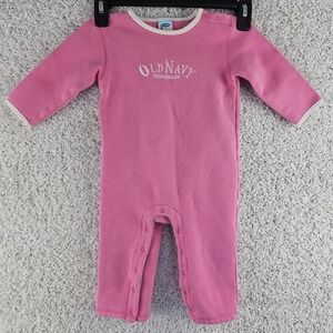 Vintage Y2K Old Navy Pink Baby Girls One Piece 18-24 Months Embroidered
